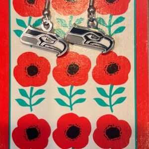 NFL Seattle Seahawks Silver tone and Navy Dangle Earrings